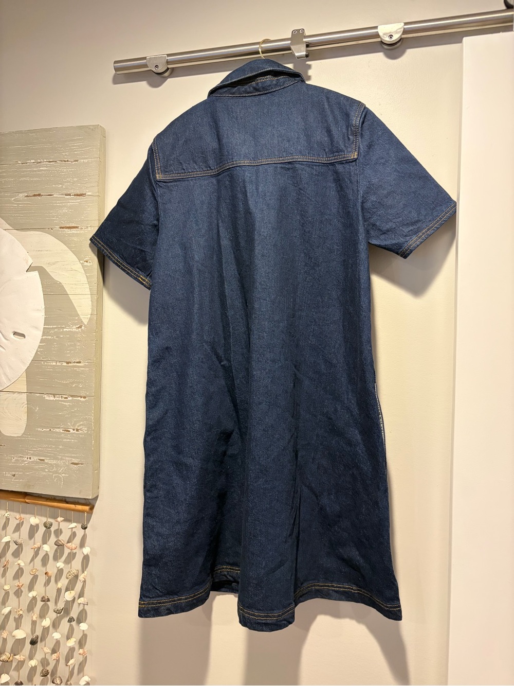 NWT LOFT Outlet Dark Wash Denim Polo Shirt Dress - Picture 5 of 7